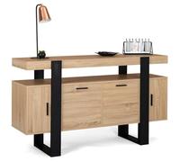 IDMarket - Buffet 140 cm Phoenix 4 Portes Bois et Noir