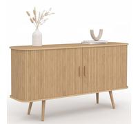 IDMarket - Buffet 140 cm Romie 2 Portes coulissantes Latte tasseau Bois Coloris chêne