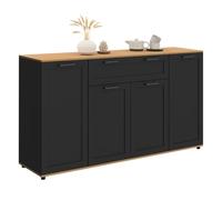 IDMarket Buffet VITO 140 cm 4 portes et 1 tiroir noir et bois