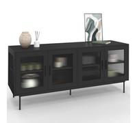 ID MARKET buffet ZINEB 4 portes 140 cm Vitré noir