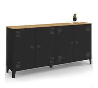 ID MARKET buffet 4 portes 160 cm Moderne bois et noir