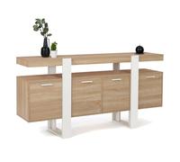 IDMarket - Buffet 160 cm Phoenix XXL 4 Portes Bois et Blanc