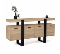 IDMarket - Buffet 160 cm Phoenix XXL 4 Portes Bois et Noir