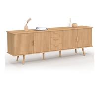 ID MARKET buffet 4 portes et 3 tiroirs 180 cm Moderne bois effet lattes