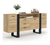IDMarket - Buffet 180 cm Phoenix XXL 3 Portes et 3 tiroirs avec Niche Bois et Noir