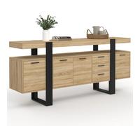 Buffet 180 cm phoenix xxl 4 portes et 3 tiroirs bois et noir