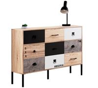 Buffet 3 Portes 3 Tiroirs 110 Cm Sacramento Design Industriel Multicolore