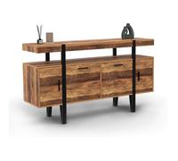 IDMarket Buffet Austria 140x40x80 cm 4 Portes Bois effet vieilli et Métal noir Style industriel