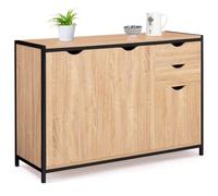 IDMarket – Buffet bas DETROIT 3 portes et 2 tiroirs 110 cm design industriel bois
