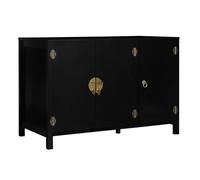 IDMarket - Buffet Bas 110 cm Yang 3 Portes Bois Noir