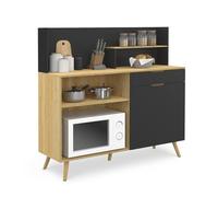 IDMarket – Buffet bas de cuisine OLAF 120 cm h.83 cm 1 porte + 1 tiroir façon hêtre noir