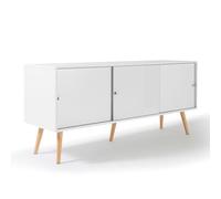 IDMarket - Buffet Bas scandinave 135 cm Effie 3 Portes Bois Blanc