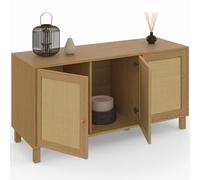 IDMarket - Buffet Bas Vintage 113 cm HANAE 3 Portes Effet Naturel cannage