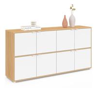 IDMarket - Buffet casier 130 cm Cassie 8 Portes Blanc et Bois