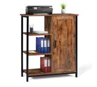 IDMarket - Buffet d'appoint 3 étagères et Placard 70 cm Dayton Effet Vieilli Design Industriel