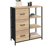 IDMarket - Buffet d'appoint 3 tiroirs et étagères 70 cm Utah Design Industriel