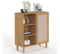 ID MARKET buffet d'appoint 3 étagères 70 cm Moderne bois effet lin