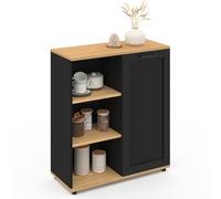 ID MARKET buffet d'appoint VITO 3 étagères 70 cm Contemporain bois et noir
