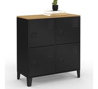 IDMarket Buffet d'appoint 4 portes 70 cm – Moderne bois et métal noir