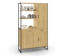IDMARKET Buffet de cuisine avec colonne de rangement 100 CM DETROIT 3 portes + tiroir design industriel