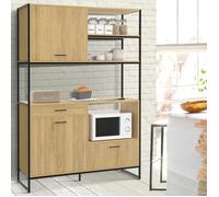 IDMarket - Buffet de Cuisine 120 CM Detroit Meuble 3 Portes + 1 tiroir Design Industriel