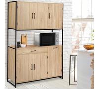 IDMarket - Buffet de cuisine Detroit 120 cm 6 portes design industriel + tiroir