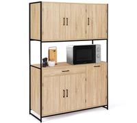 IDMarket - Buffet de cuisine 120 CM DETROIT meuble 6 portes design industriel + tiroir