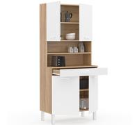 Buffet de cuisine 80 cm cina 4 portes + tiroir façon hêtre et blanc