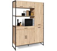 IDMarket - Buffet de Cuisine avec Colonne de Rangement 120 CM Detroit 6 Portes + tiroir Design Industriel