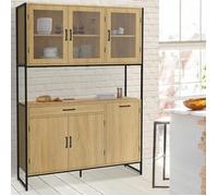 IDMarket - Buffet de Cuisine vitré 120 CM Detroit Meuble vaisselier 6 Portes Design Industriel + tiroir