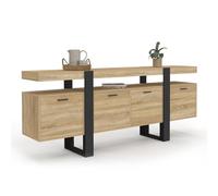 IDMarket - Buffet Enfilade 200 cm Phoenix XXL 4 Portes avec Niche Bois et Noir