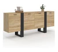 IDMarket Buffet Enfilade 200 cm Phoenix XXL 4 Portes Bois et Noir