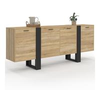 IDMarket - Buffet Enfilade 200 cm Phoenix XXL 4 Portes Bois et Noir