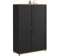 IDMarket - Buffet Haut H. 125 cm VITO 4 Portes Noir et Bois