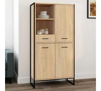 Idmarket Buffet Haut H. 160 Cm Detroit 3 Portes Avec Tiroir Design Industriel Multicolore