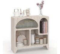IDMarket - Buffet Organique 80 cm Alesia 4 niches Meuble de Rangement | Coloris effet travertin