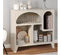 IDMARKET Buffet organique 80 cm ALESIA 4 niches meuble de rangement effet travertin