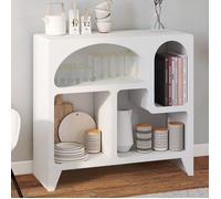 IDMARKET Buffet organique 80 cm ALESIA bois blanc meuble de rangement 4 niches