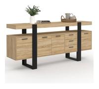 IDMarket Buffet Phoenix XXL 180 cm 4 Portes et 3 Tiroirs Bois et Noir