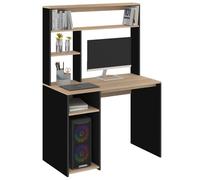 IDMarket - Bureau avec étagères de Rangement DAN Noir et façon hêtre