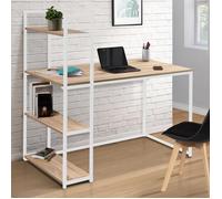 IDMARKET Bureau bibliothèque DETROIT design industriel bois et métal blanc