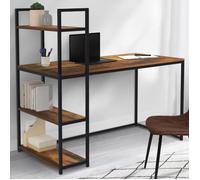 IDMARKET Bureau bibliothèque HAWKINS plateau bois foncé design industriel