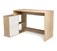 IDMarket - Bureau d'angle en Forme de L BOB avec Portes façon hêtre et Blanc