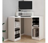 IDMARKET Bureau d'angle HARRY blanc gain de place bureau informatique avec rangements