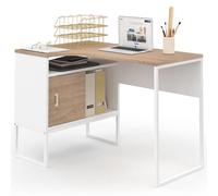 IDMarket - Bureau d'angle Rob Blanc et façon hêtre Niche de Rangement et Porte Design Industriel