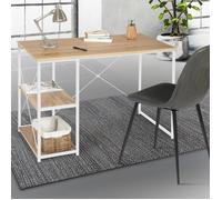 IDMARKET Bureau droit DETROIT design industriel bois et métal blanc