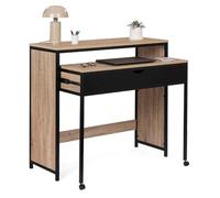 IDMarket - Bureau Extensible 1 tiroir Noir Boston Design Industriel