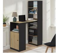 Bureau LUNG avec rangements et placard 2 personnes noir et bois