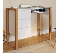 IDMARKET Bureau scandinave HUGO avec 3 tiroirs et niche blanc et bois