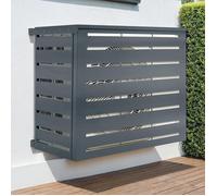 Cache climatiseur 110 x 55 x 80 cm métal gris anthracite protection unité extérieure pour pompe à chaleur